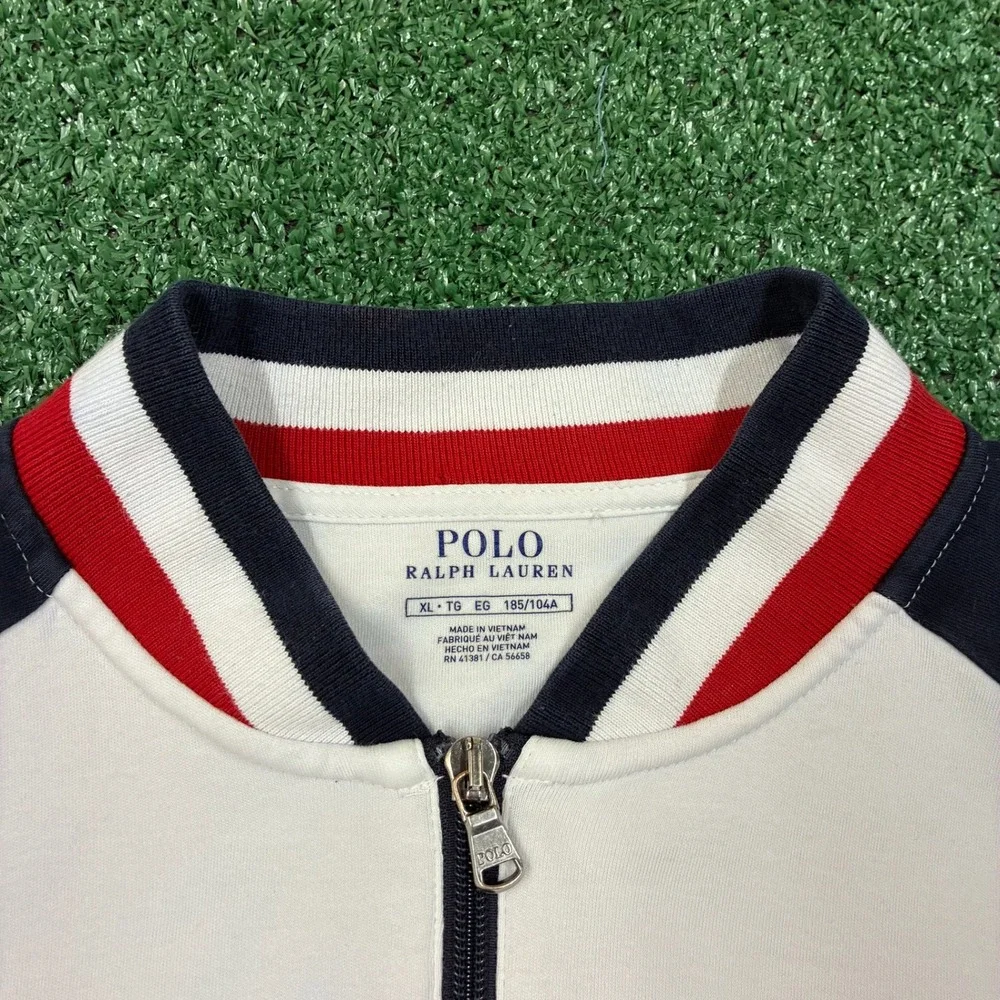 Y2K Polo Ralph Lauren Track Jacket Full Zip Colorblock Navy White Red XL